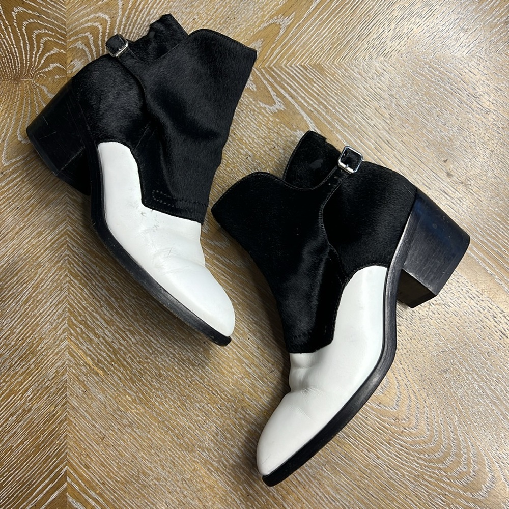 Alexander Wang Black & White Calf-Hair Cara Boots - Picture 3 of 13